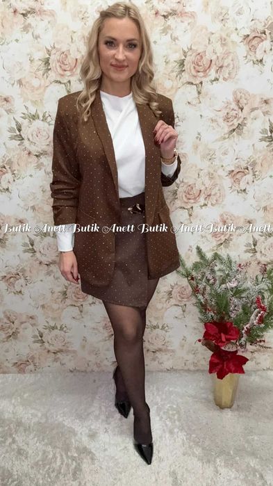 brązowa Marynarka Blink Blink z podszewką