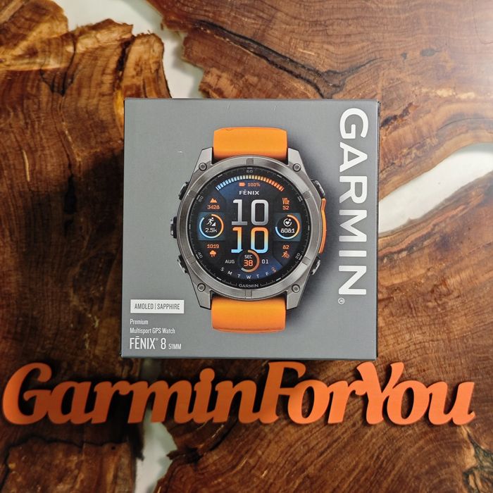 Garmin fenix 8 AMOLED (51 мм) Sapphire, Titanium, orange 010-02905-11