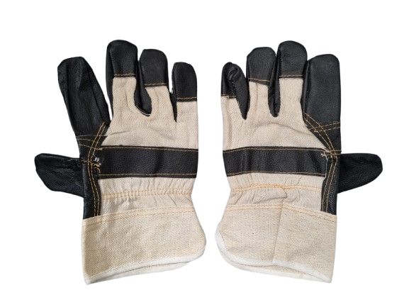 rękawice robocze wzmacniane ochronne skórzane czarne reis 10