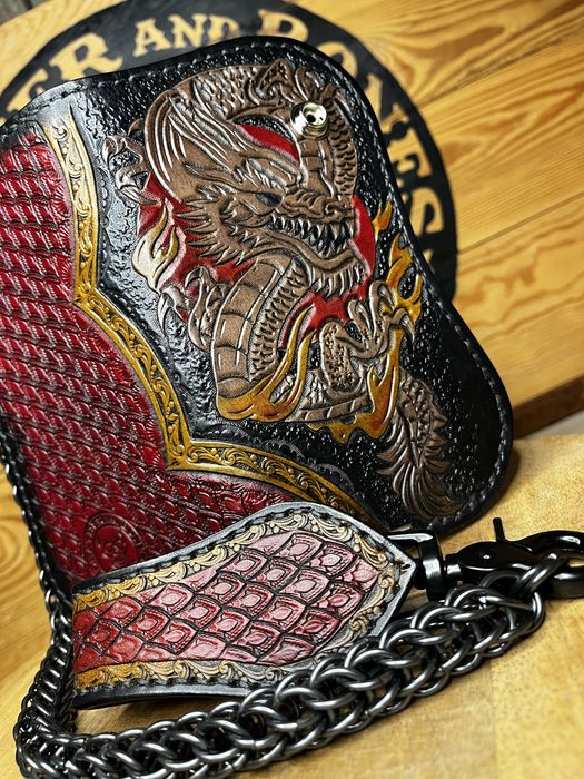 Portfel hand made motocyklowy z łańcuchem