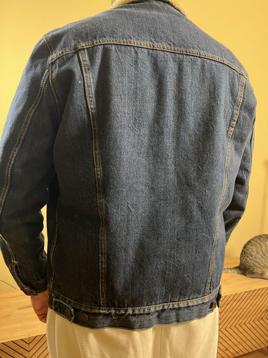 Levi’s XL | джинсова куртка з хутром, шерпа | з нових колекцій / блакитно-зеленувата