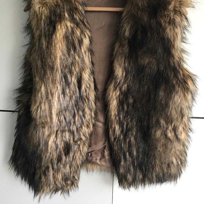 Kamizelka sztuczne futerko brązowe S/M