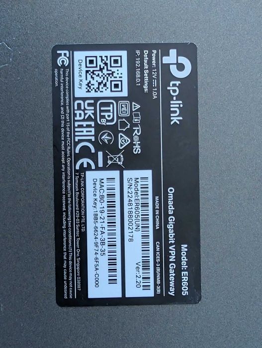 TP-Link Omada ER605 Gigabit VPN Gateway Router