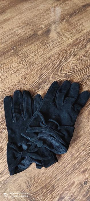 Skórzane zamszowe rękawiczki jesienne