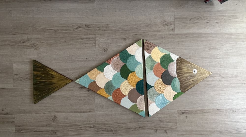 Quadro peixe pintura acrilica