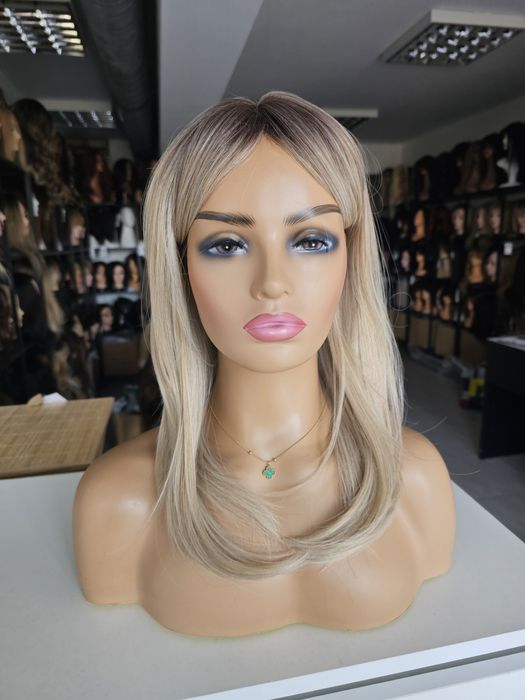 Tupet topper jasny beżowy blond z odrostem Paris 50 cm naturalny efekt