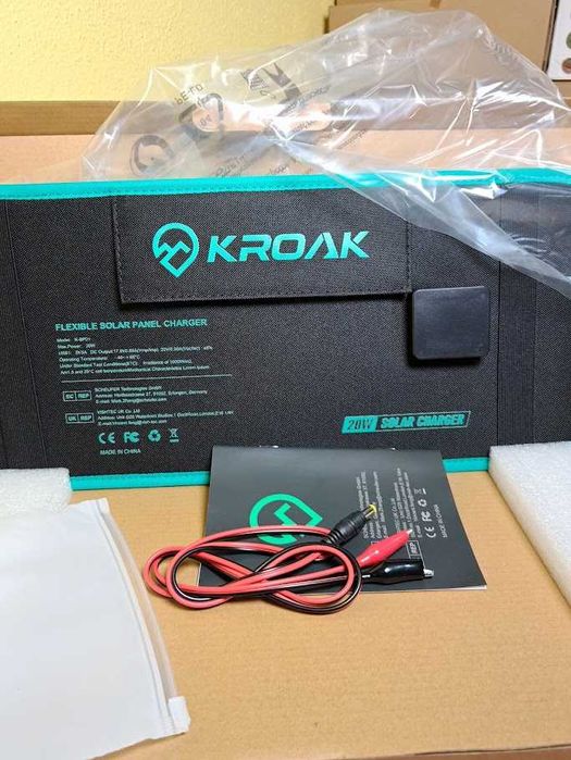 Painel Solar Portátil Flexível Kroak 20W USB (NOVO)