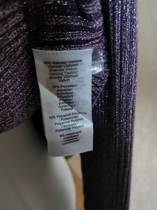 NOWE fioletowe błyszczące bolerko luźne z guzikiem 36/38 S/M Bonprix