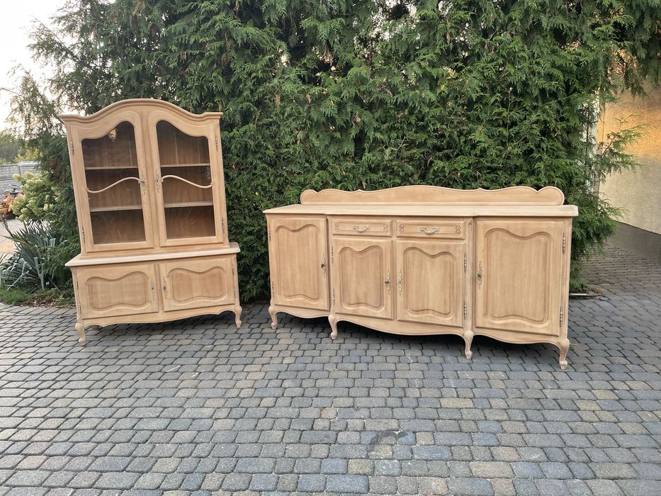 Jadalnia ludwikowska komoda witryna  Ludwik XV dębowa oczyszczona