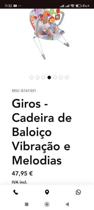 Cadeira de bebé( vibra e toca música)