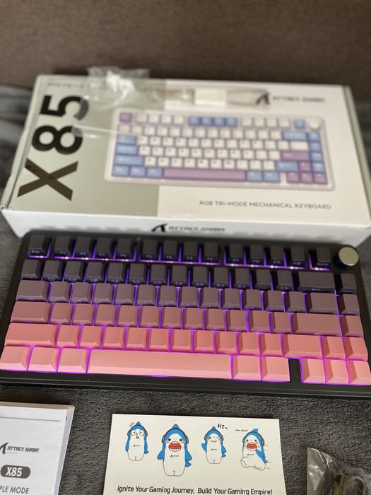 ATTACK SHARK X85 pink gradient + софт бездротова ігрова клавіатура механічна
