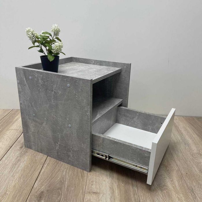 Приліжкова тумба Ніка,Бетон,1шухляда,біля ліжка,в спальню,прикроватна