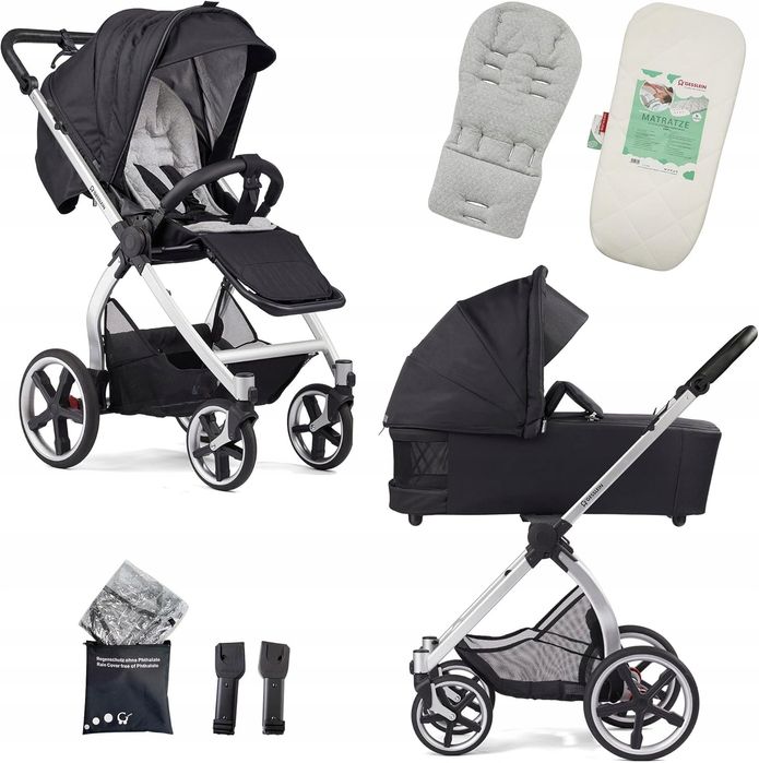 wózek gesslein fx4 2w1 spacerówka gondola folia aluminium