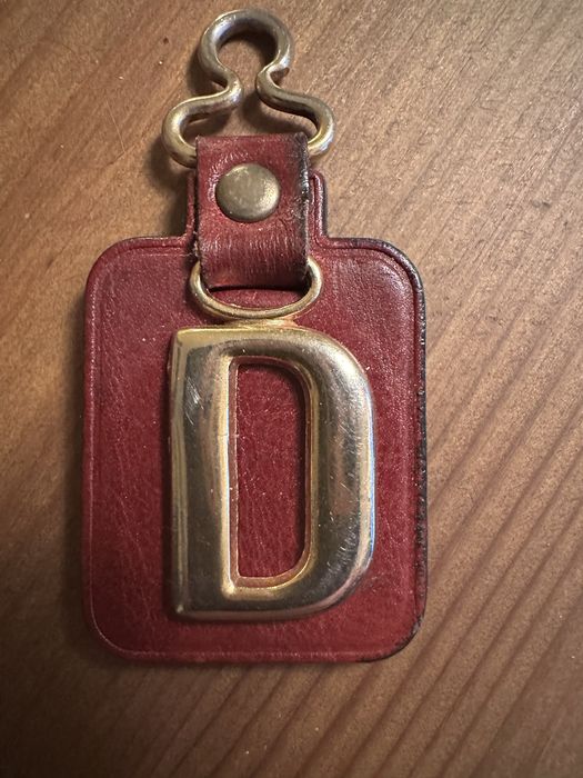 Brelok mosiężny, skóra lata 80