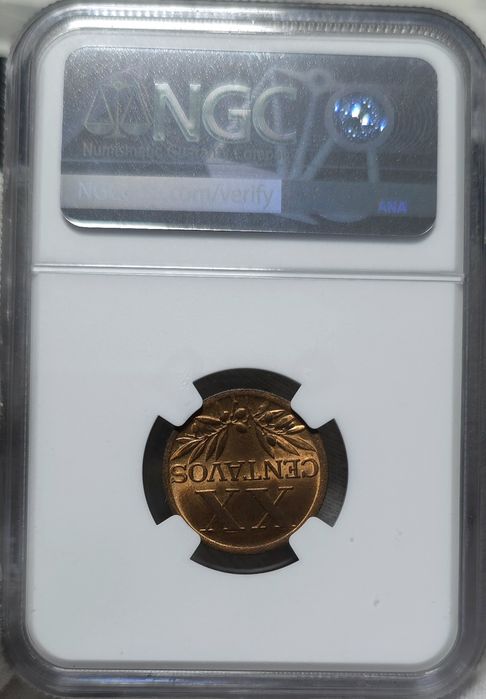 XX centavos 1948 MS64 RB
