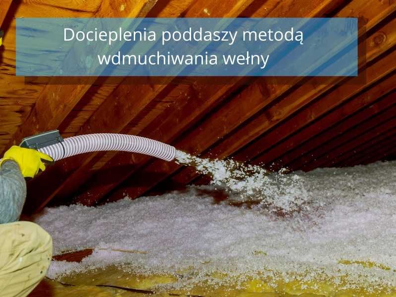 Ocieplenie stropu dachu Dach wiązarowy Wiązary Wełna Granulat Celuloza