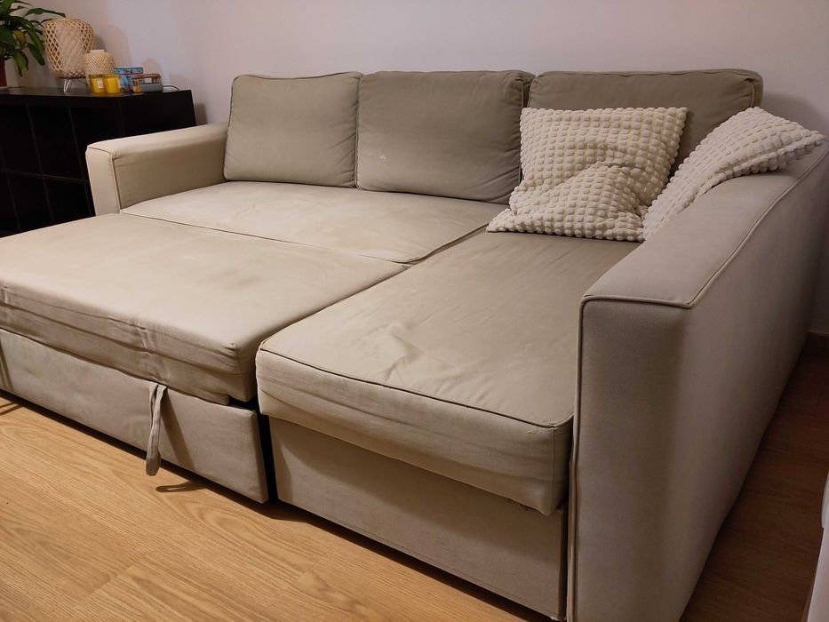 Sofá 3 lugares c/ chaise longue e arrumação + função cama - Reservado