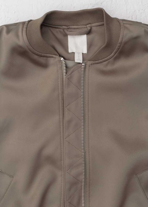 H&M krótka kurtka bomber bomberka M oliwkowa metalik