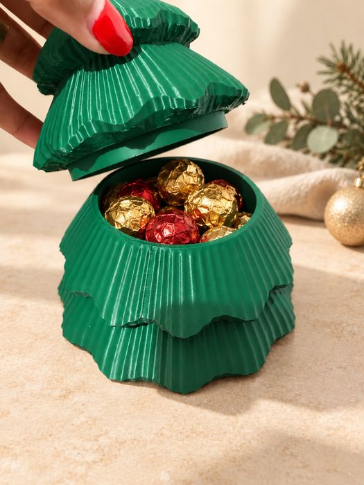 Árvore de Natal porta-bombons com tampa — impressão 3D