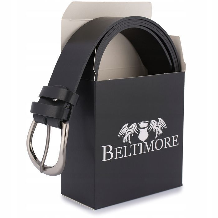 Skórzany pasek damski do spodni sukienki czarny skóra naturalna 4 cm