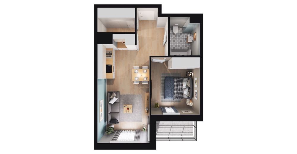 2-pokojowe mieszkanie 41m2 + loggia Bez Prowizji