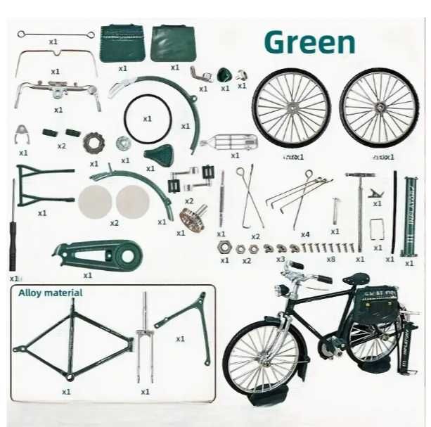 Modelo de Bicicleta de 19cm para Montar, Simulação de Liga.