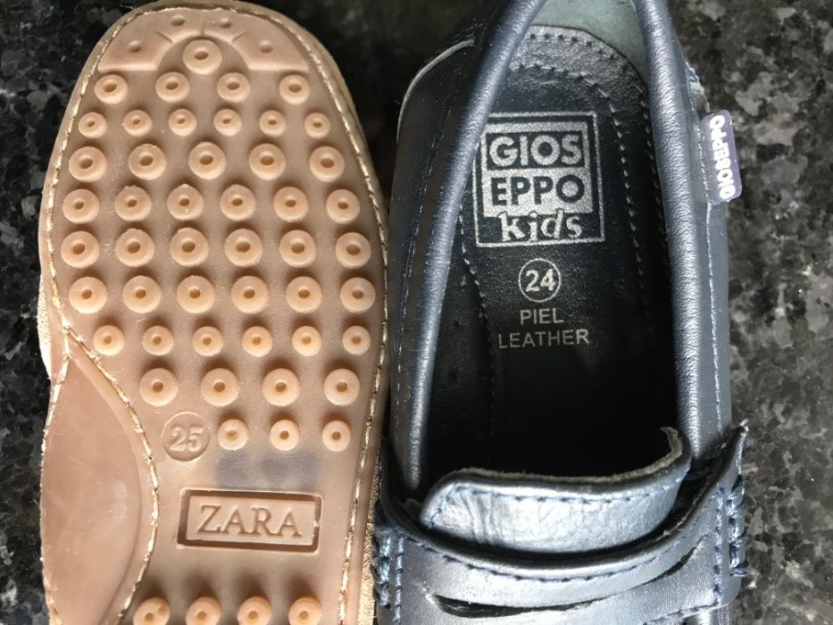 Sapatos moccasins em pele para criança Zara e Gioseppo