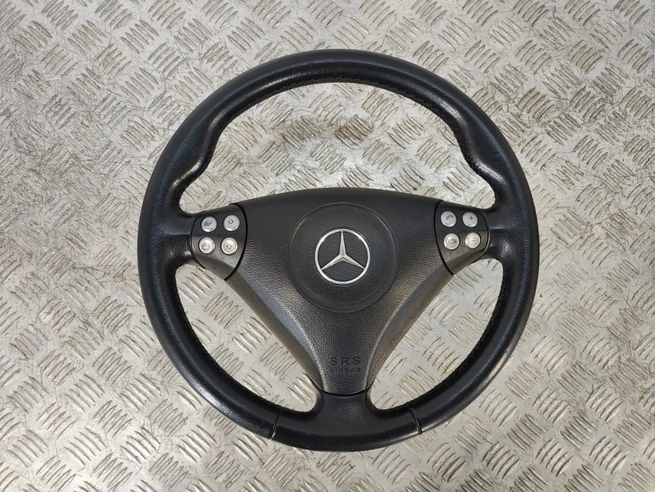 VOLANTE GUIADOR COMPLETO MERCEDES SLK R171 PELE MULTIFUNÇÕES AIRBAG
