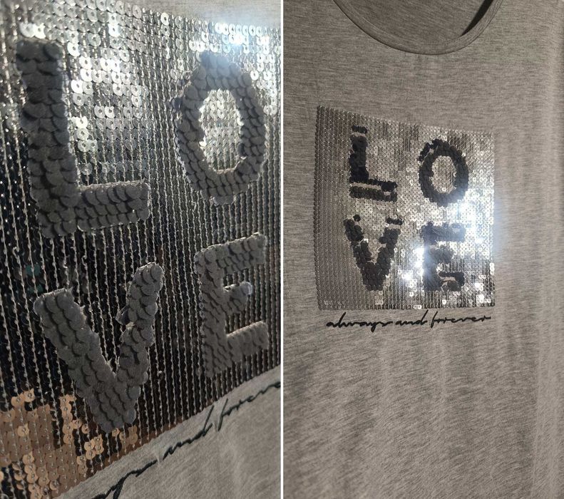 Tshirty damskie dwie sztuki 42/44 cekiny, prążki