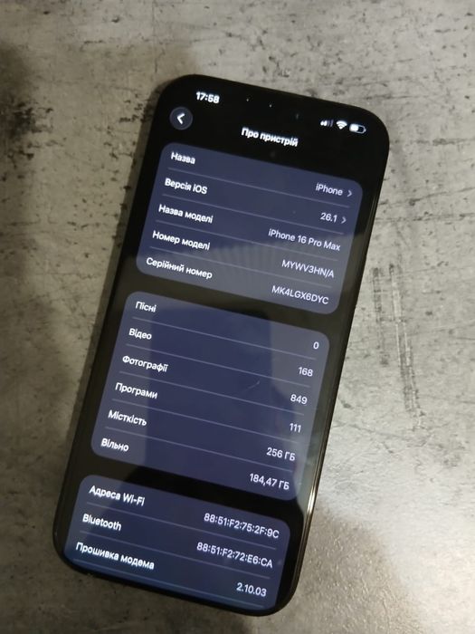 Iphone 16 pro max 256