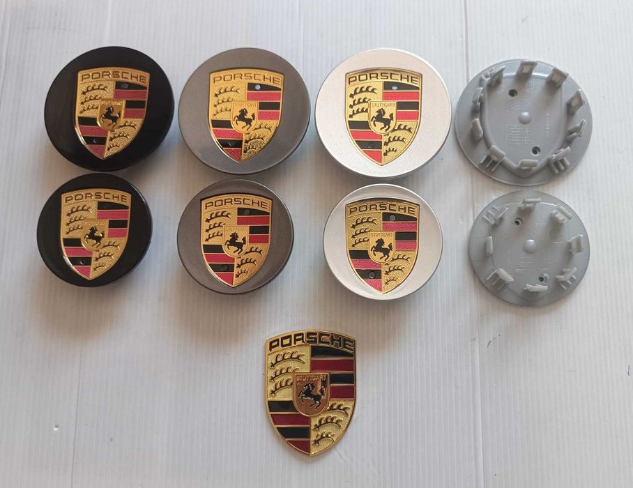 Centros/tampas de jante completos Porsche com 56, 60, 65, 68 e 76 mm