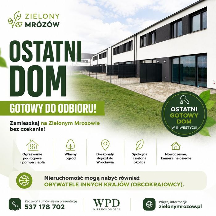 Od Dewelopera BEZ Prowizji Dom Ogród Mrozów etap IV OSTATNI DOM GOTOWY