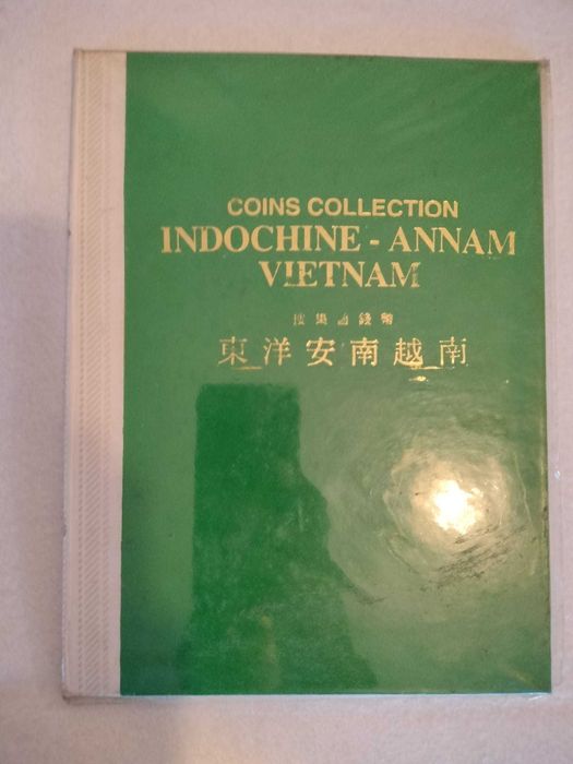 Lote 4 Álbuns Moedas Antigas Vietname e Indochina - Coleção Histórica