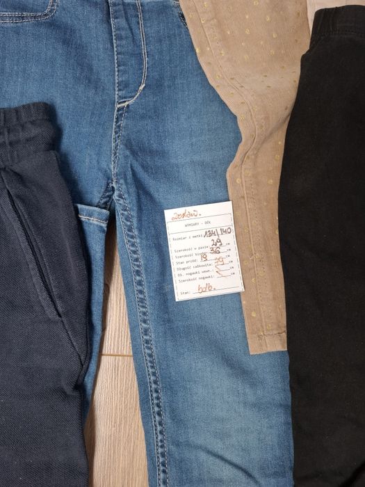 Zestaw 6x spodnie dla dziewczynki r. 134/140 – jeansy, legginsy, materiałowe
