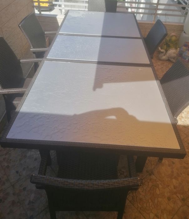Mesa para jardim terraço mais 6 cadeiras para exterior