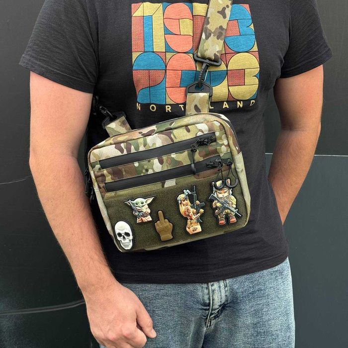 Мужская мессенджер тактическая сумка через плечо барсетка бананка