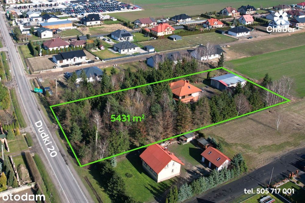 Dom z lasem i dużą działką 5431 m2. Duży garaż. Dudki 20