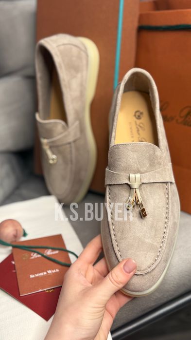 Лоферы женские бежевые серые loro piana lp лоро піана лоріки замшеві
