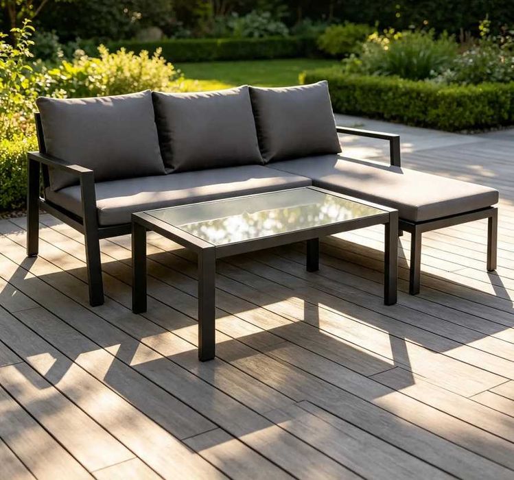 Aluminiowy narożnik ogrodowy Argos Home Sitges – 3-osobowy, zestaw wypoczynkowy