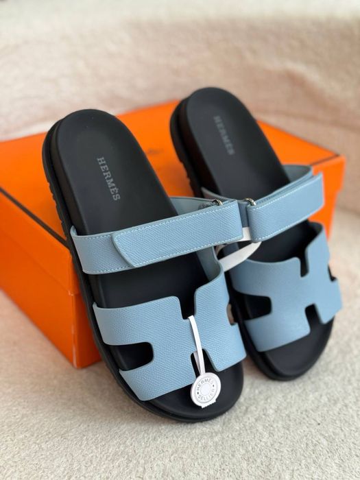 Шльопанці Hermes блакитні шкіра розмір 40