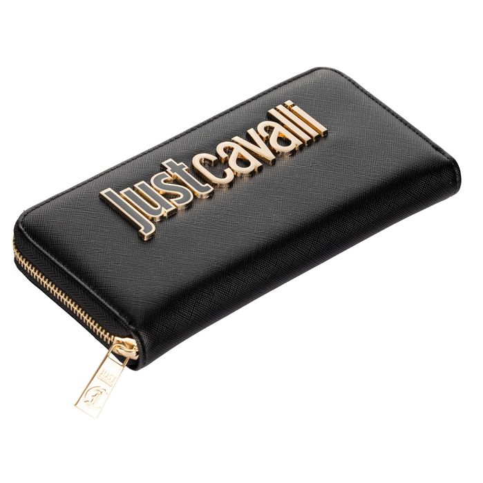 JUST CAVALLI markowy damski portfel pojemny BLACK
