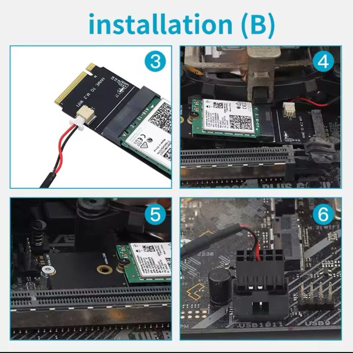 Адаптер m2 FENVI NGFF M.2 A + E Key для NVMe PCI Express SSD Port wifi