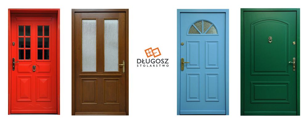 Drzwi DŁUGOSZ drewniane zewnętrzne góralskie jodełka zielone GOTOWE
