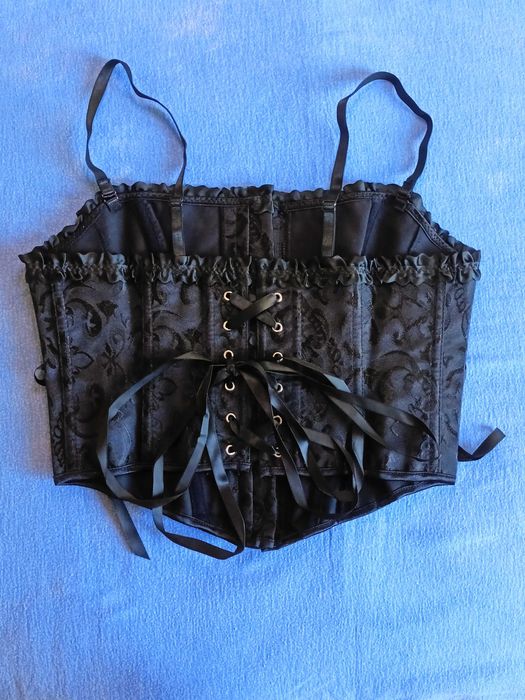 Regulowany wiązany zdobiony gorset wstążki falbanki szelki