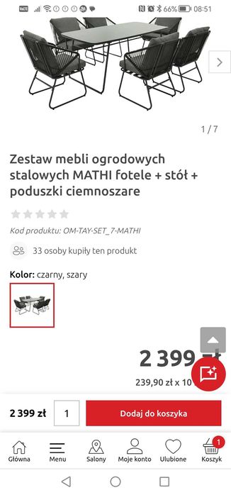Zestaw mebli ogrodowych BRW 6 krzeseł stół