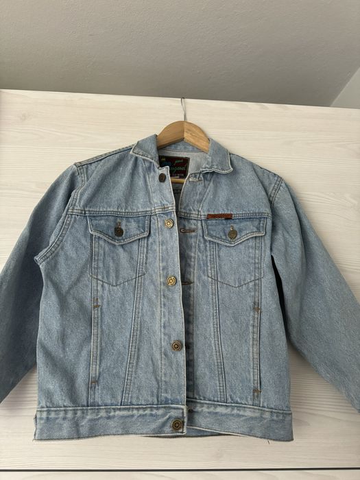 Damska krótka kurtka jeansowa vintage guziki kieszonki