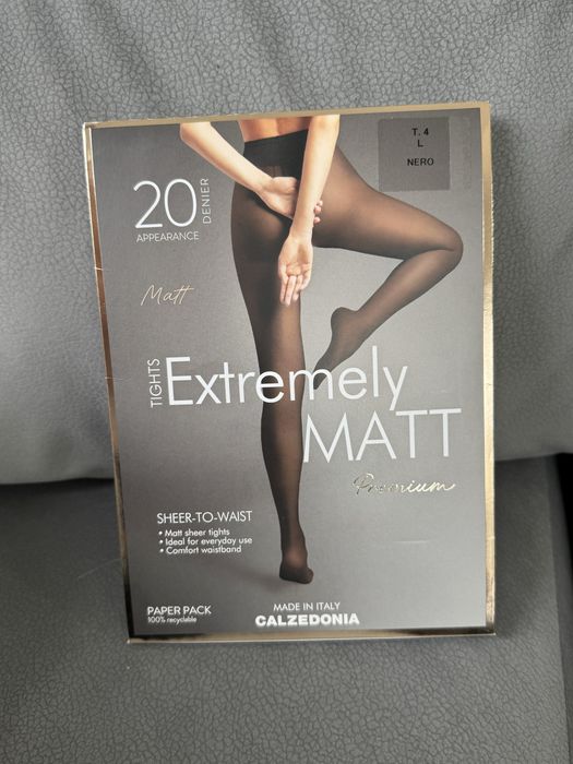 Calzedonia Premium rajstopy czarne extremaly matt L