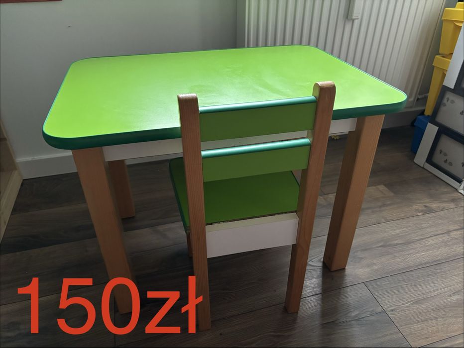Stół dzieciecy zielony + 1 krzesło