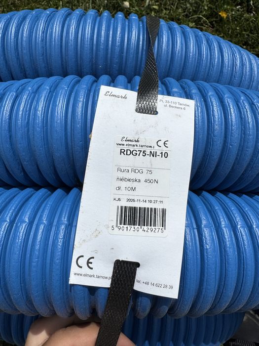 Rura karbowana arot DVR peszel do ziemi niebieski 450N FI. 75mm 10m ELMARK