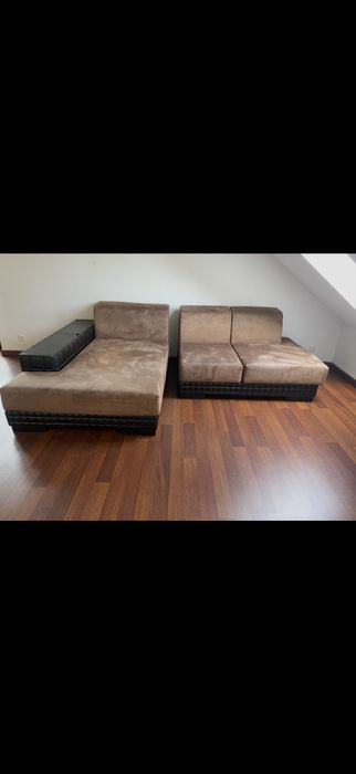 Piękna desinerska brązowa sofa z alcantary